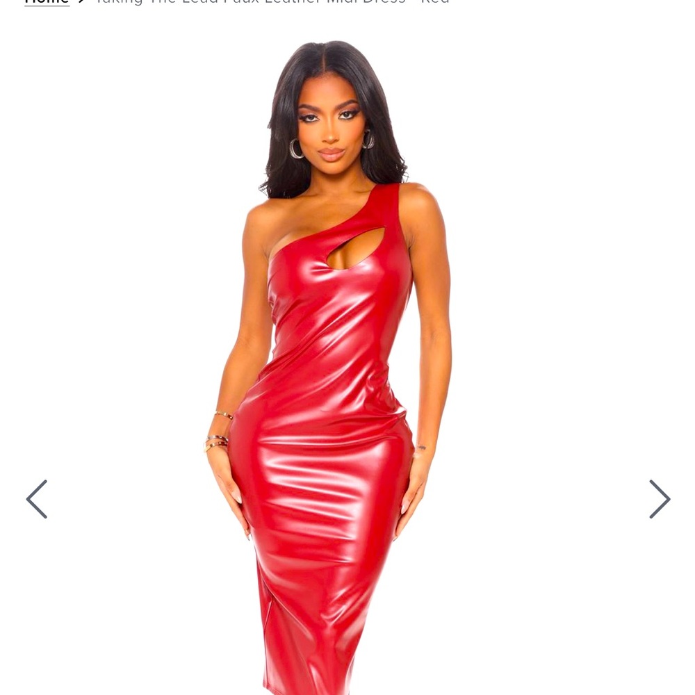 Taking the lead faux leather midi dress